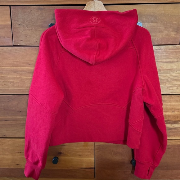 lululemon Women's Scuba Oversized Full-Zip Hoodie Gold Detail Zipper Dark Red XS - Picture 2 of 5